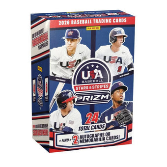 compare product 2026 Panini USA Stars & Stripes Prizm Baseball Blaster Box