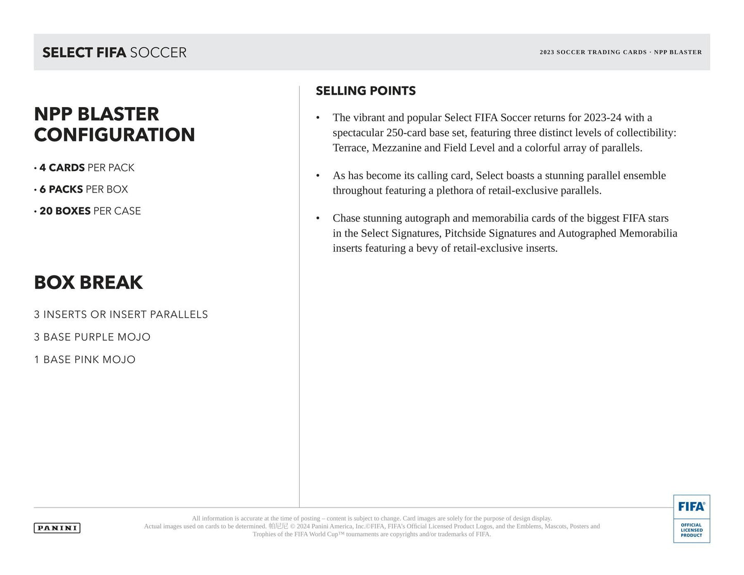 2023/24 Panini Select FIFA Soccer 6-Pack Blaster