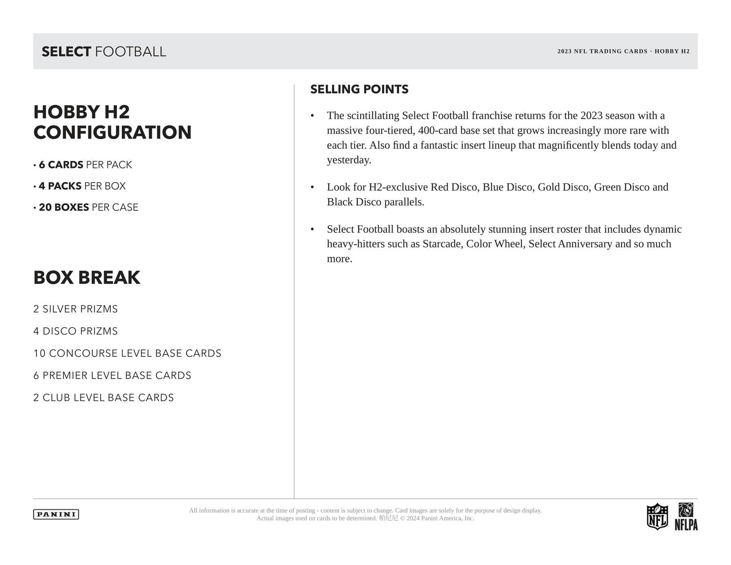 2023 Panini Select Football H2 Pack