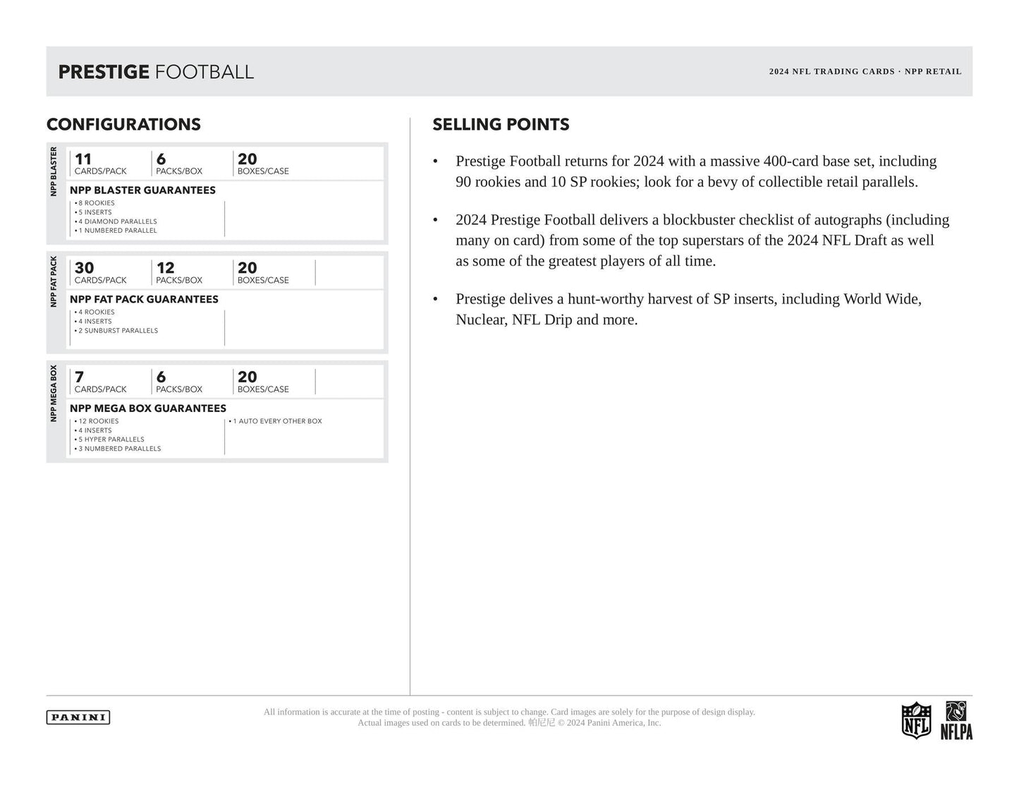 2024 Panini Prestige Football 24-Pack Retail Box