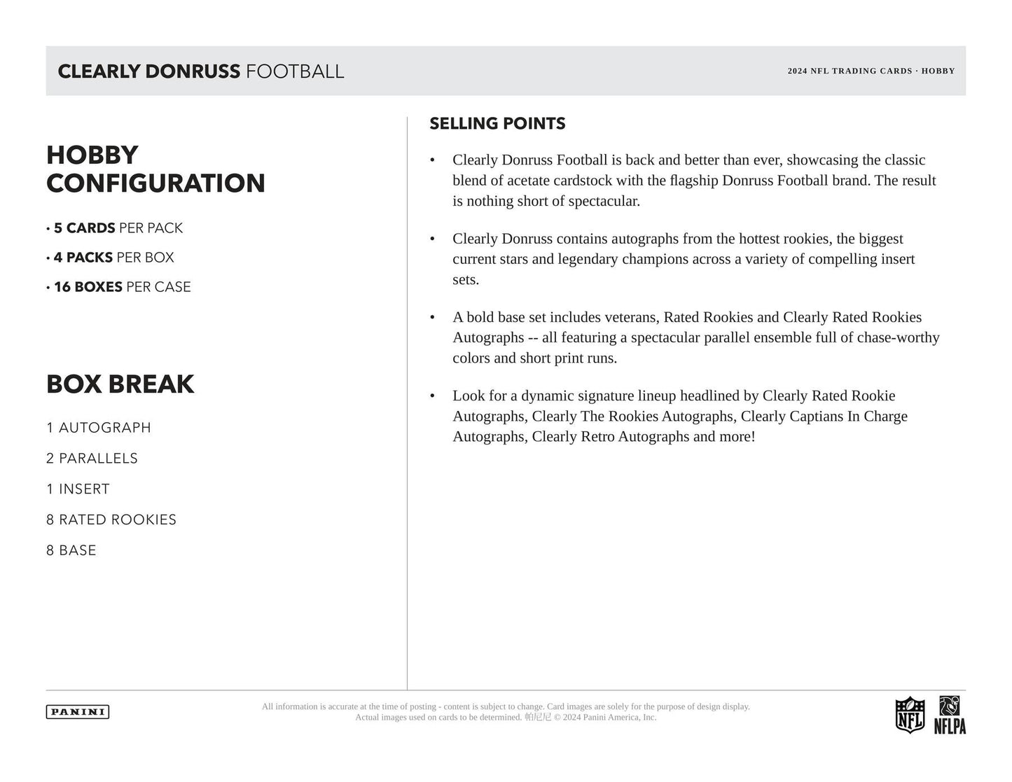2024 Panini Clearly Donruss Football Hobby