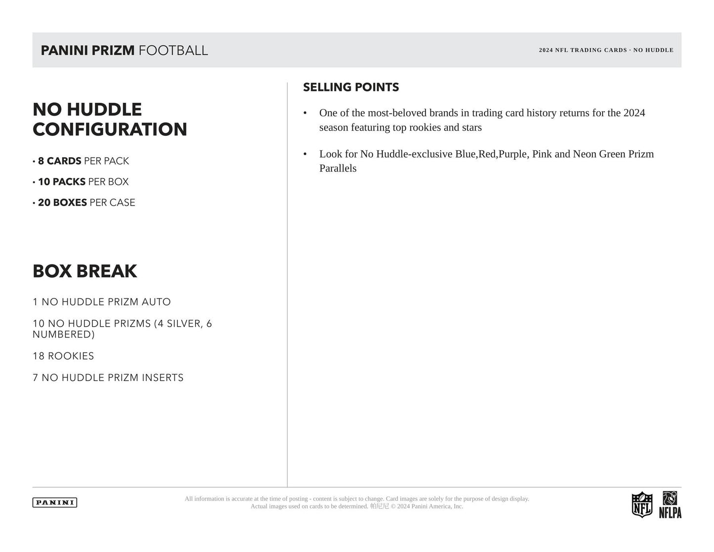 2024 Panini Prizm Football No Huddle Pack