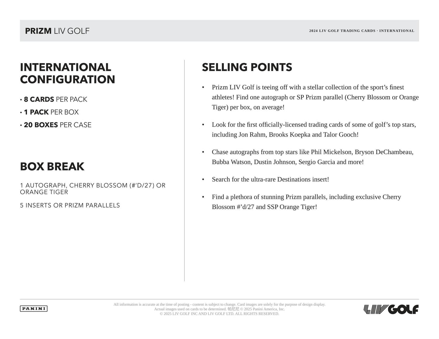 2024 Panini Prizm LIV Golf International Hobby