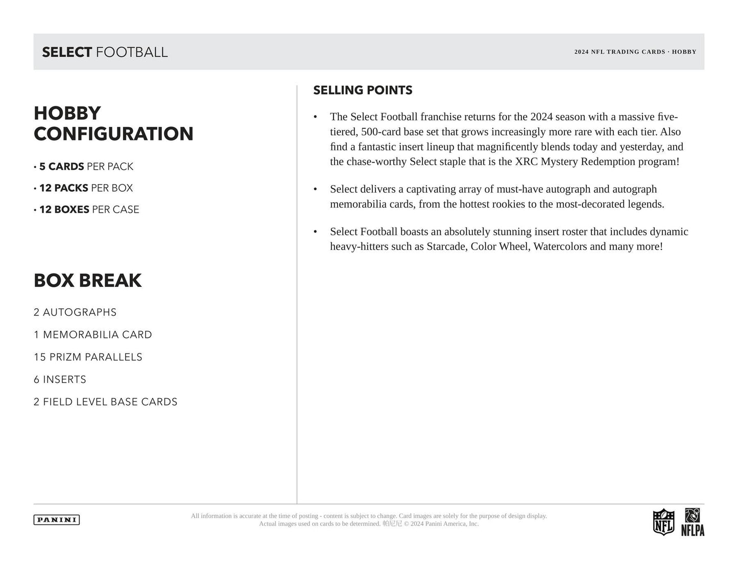 2024 Panini Select Football Hobby