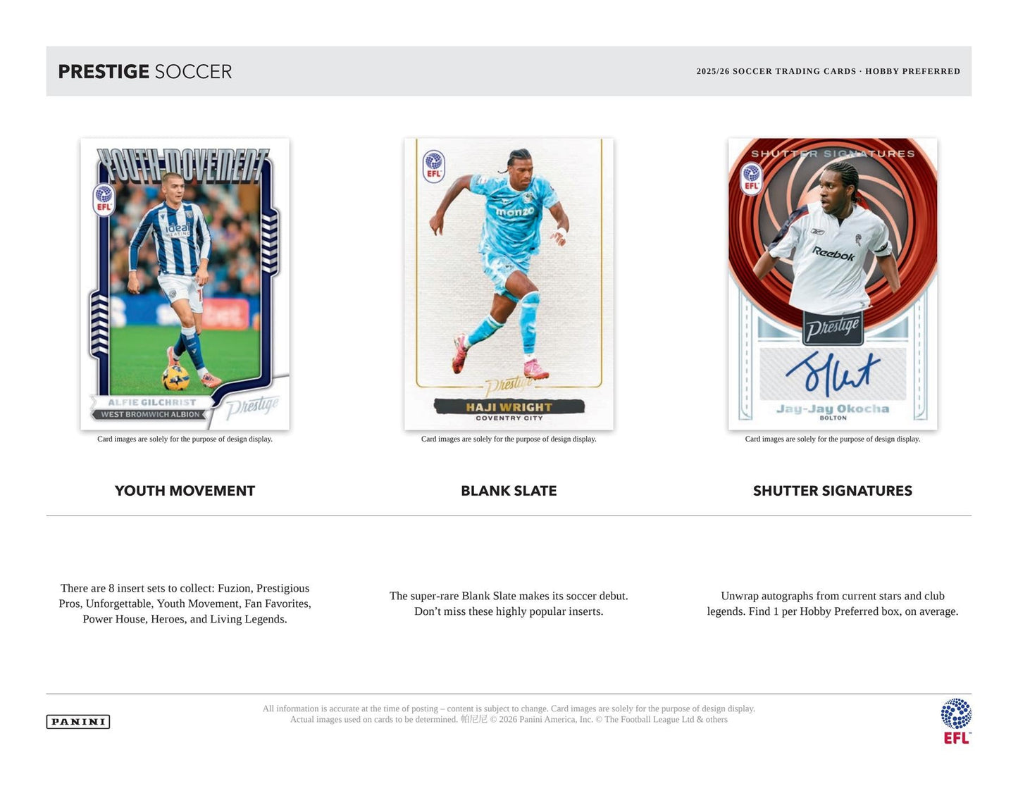 2025/26 Panini Prestige EFL Soccer Hobby Preferred