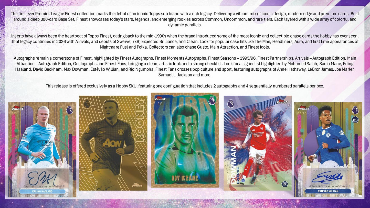 2025/26 Topps Finest Premier League EPL Soccer Hobby