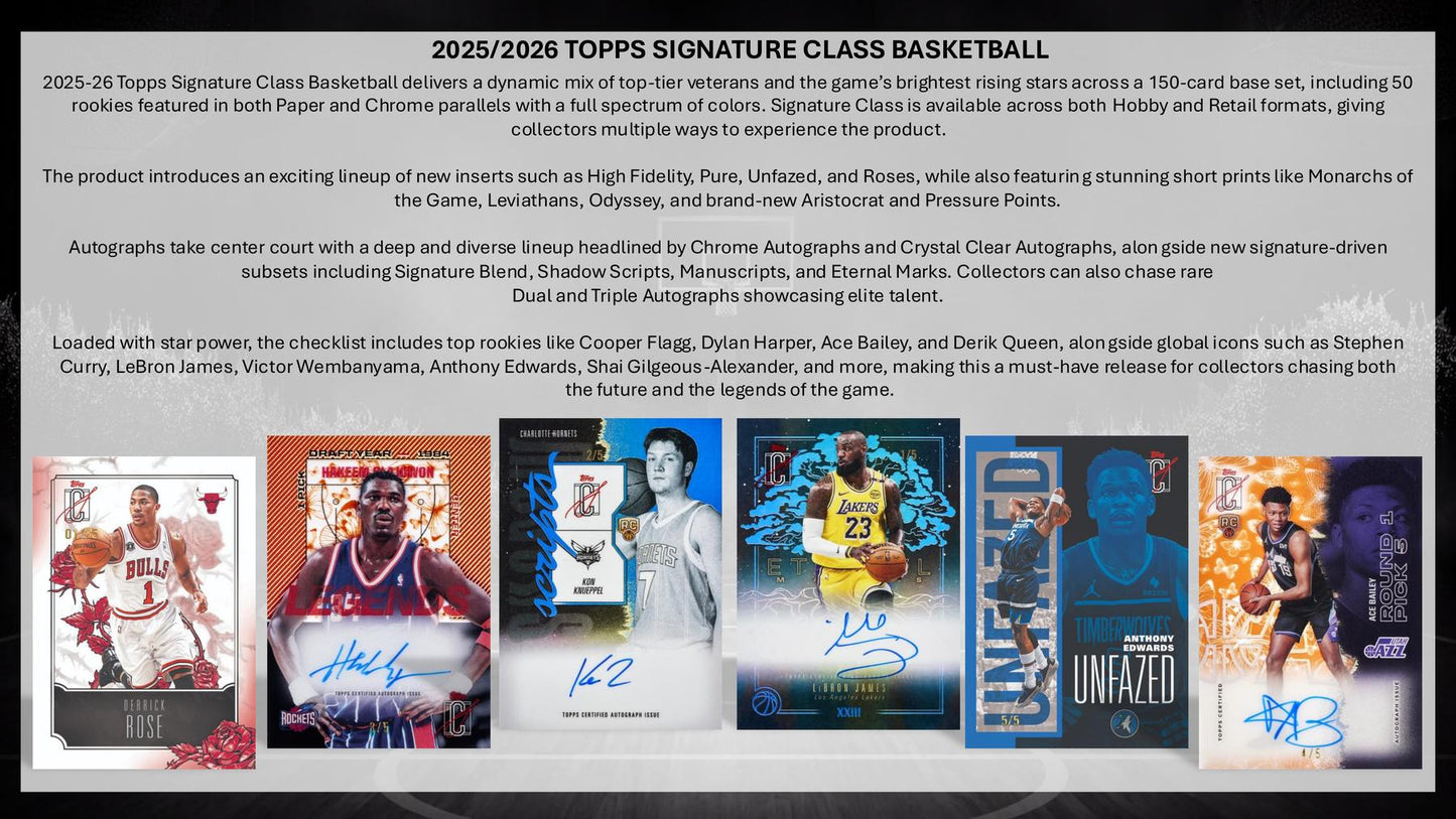 2025/26 Topps Signature Class Basketball Hobby Jumbo