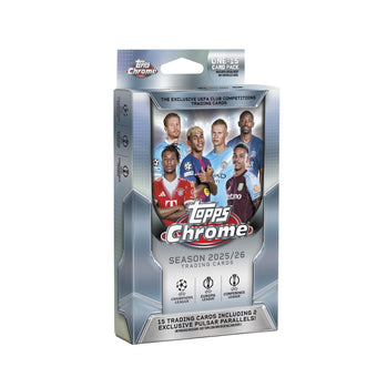 compare product 2025/26 Topps Chrome UEFA Club Competitions Soccer Hanger