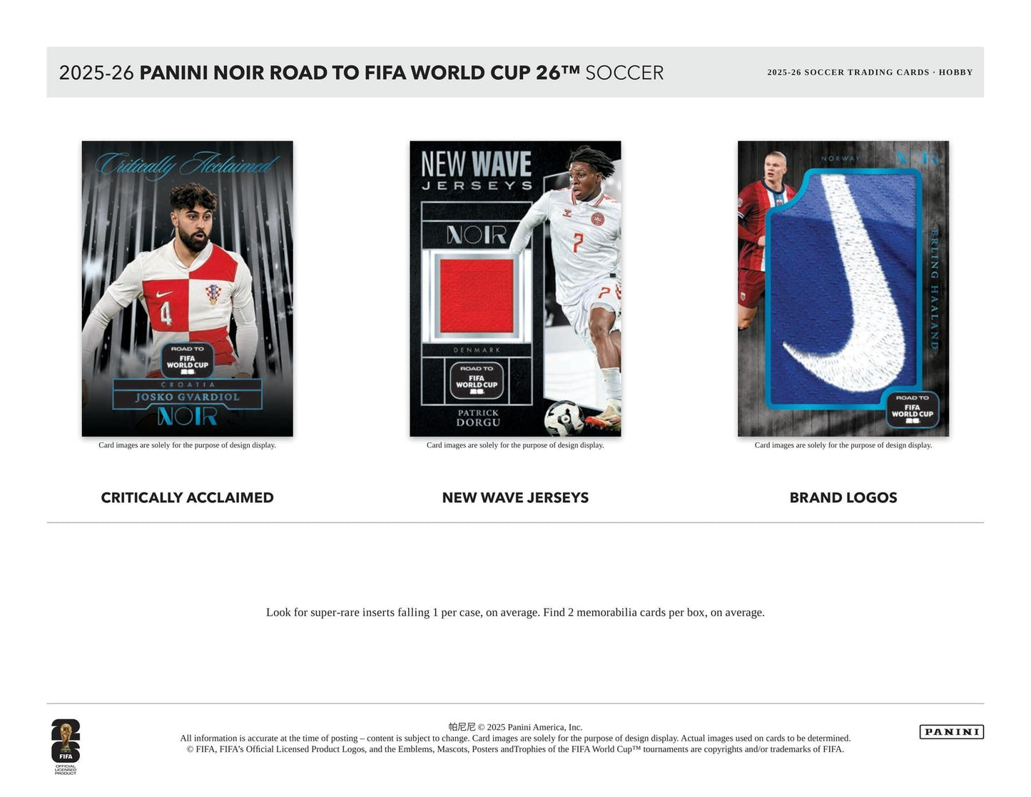 2025/26 Panini Noir Road to FIFA World Cup Soccer Hobby