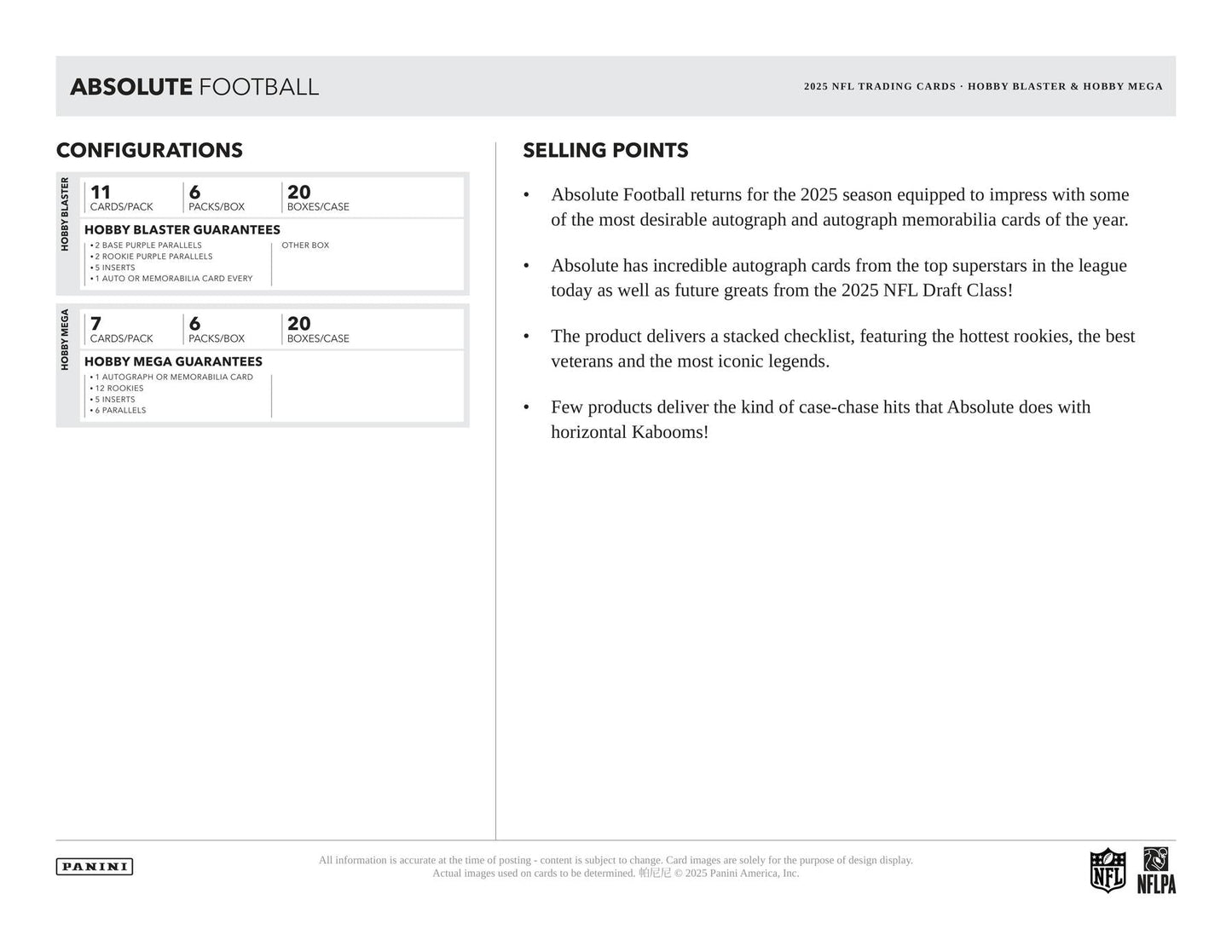 2025 Panini Absolute Football Hobby Mega