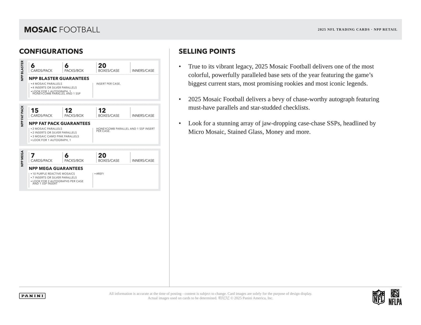2025 Panini Mosaic Football Mega (Reactive Purple Parallels!)