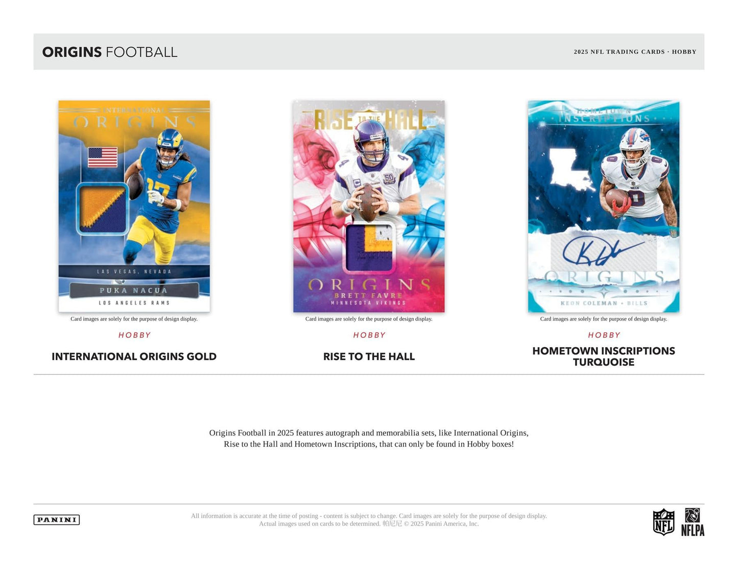 2025 Panini Origins Football Hobby