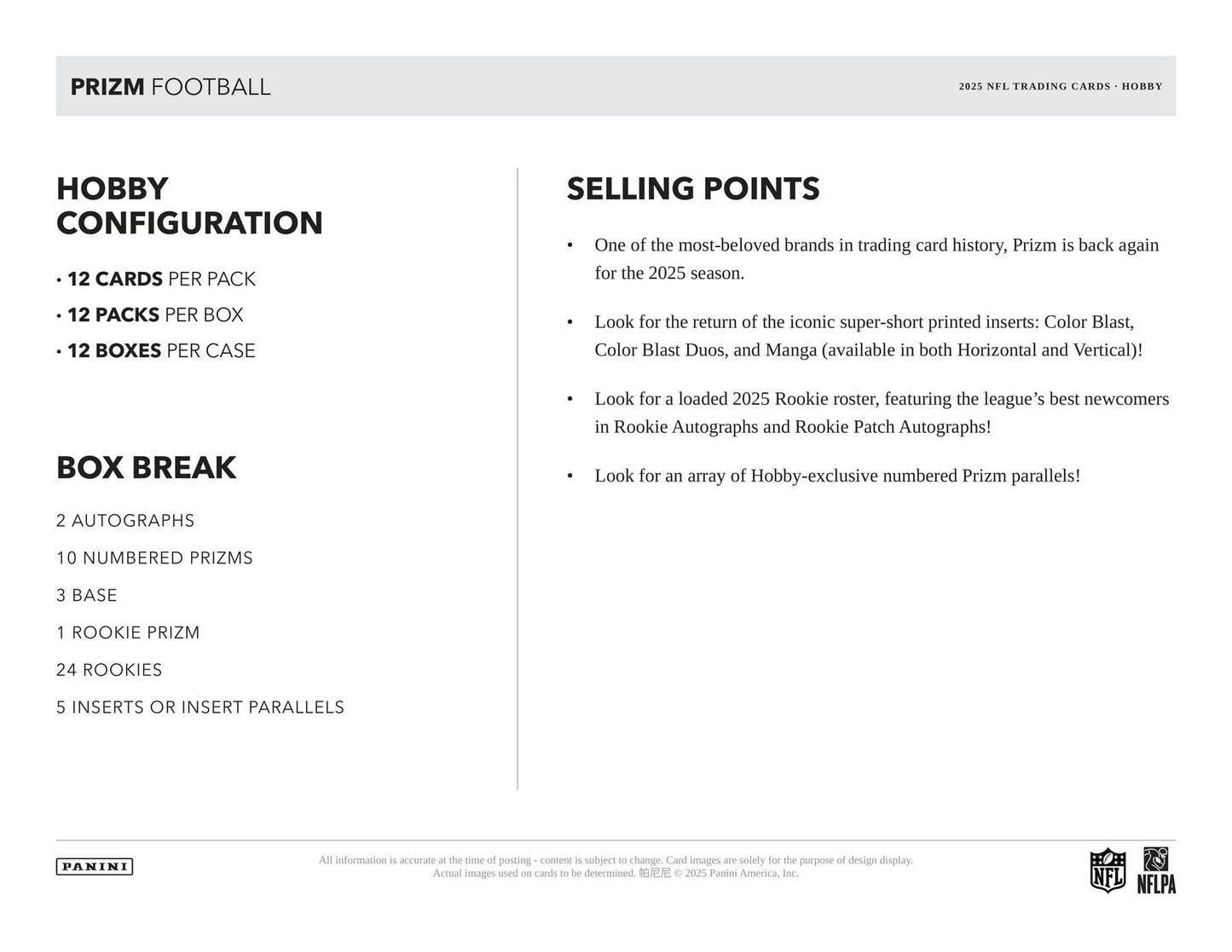 2025 Panini Prizm Football Hobby