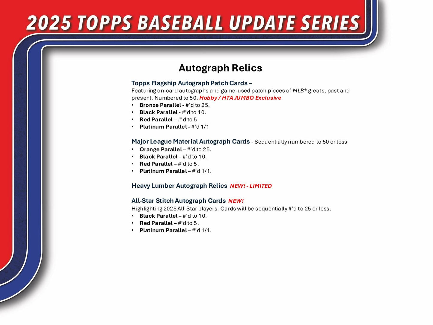 2025 Topps Update Series Baseball Hobby Jumbo Pack