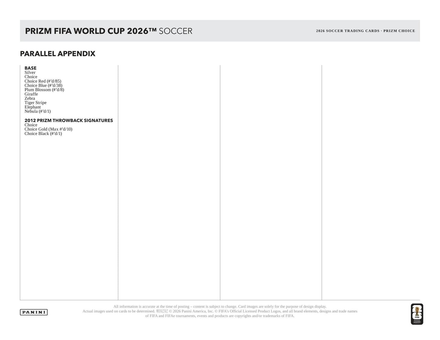 2026 Panini Prizm FIFA World Cup Soccer Choice