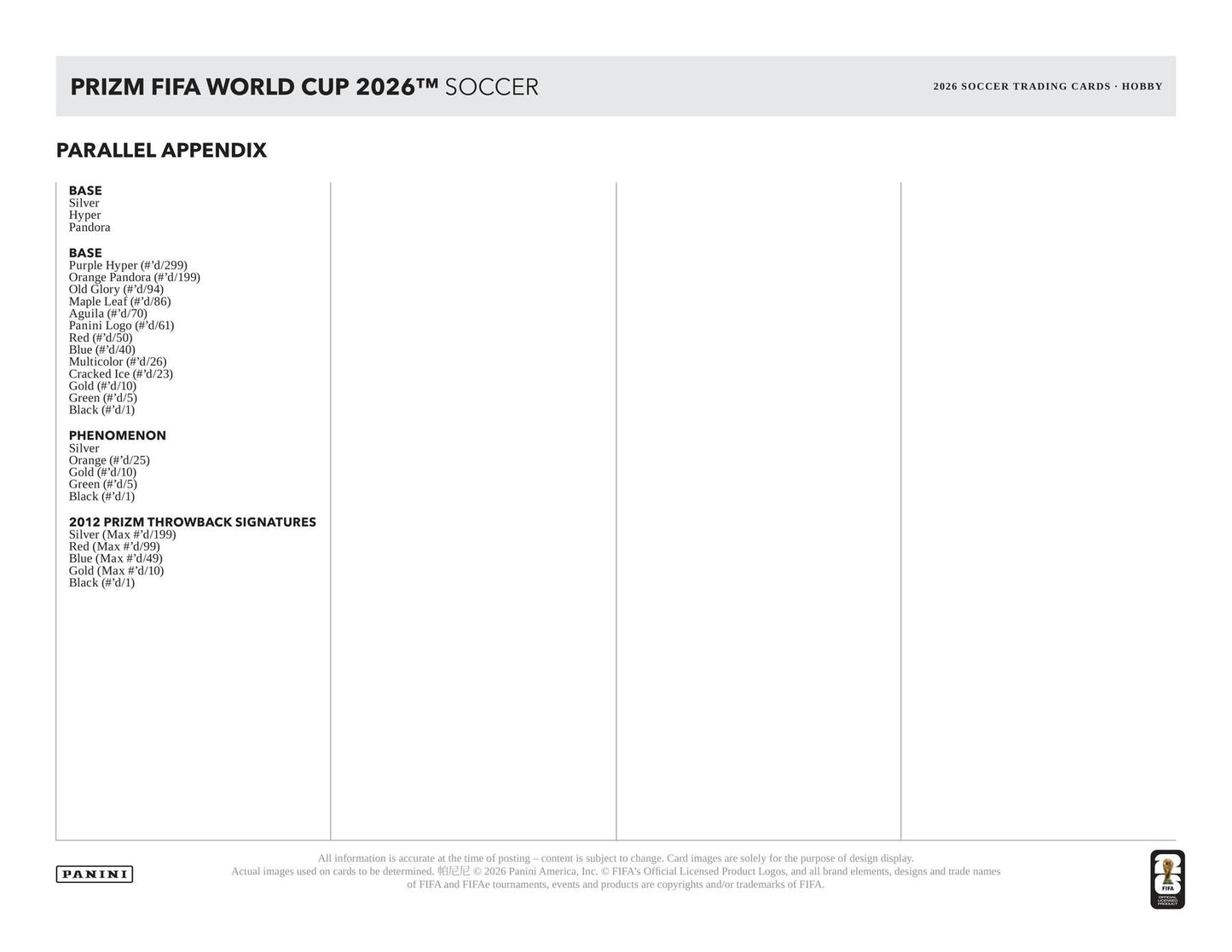 2026 Panini Prizm FIFA World Cup Soccer Hobby