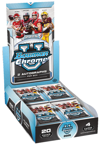 compare product 2025 Bowman Chrome University Football Hobby 12 Box Case