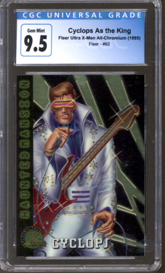 compare product 1995 Cyclops as the King Fleer Ultra X-Men All-Chromium Fleer #92 CGC 9.5 *4145414211*