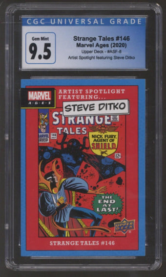 compare product 2020 Strange Tales #146 Marvel Ages Decades Upper Deck - #ASF-8 Artist Spotlight featuring Steve Ditko CGC 9.5 *4176994139*