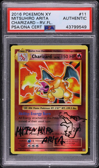 compare product 2016 POKEMON XY REVERSE HOLO CHARIZARD #11 ARITA AUTO PSA AUTHENTIC