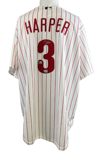 compare product Bryce Harper Autographed Nike Home Philadelphia Phillies MLB Jersey