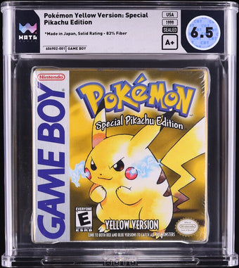 compare product 1999 POKEMON YELLOW VERSION BLACK ESRB NINTENDO GAME BOY GB WATA 6.5 A+ SEALED