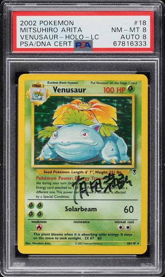 compare product 2002 POKEMON LEGENDARY COLLECTION HOLO VENUSAUR AUTO DNA 8 #18 PSA 8 NM-MT