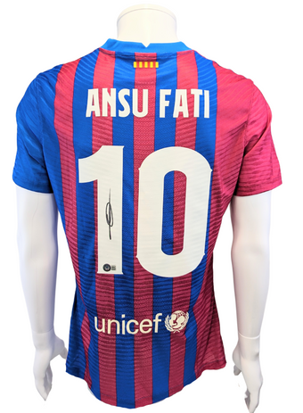 compare product Ansu Fati #10 Autographed Nike FCB Soccer Jersey