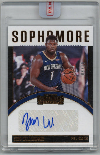 compare product 2020/21 Panini Contenders Sophomore Zion Williamson auto 08/10 #SC-ZWL