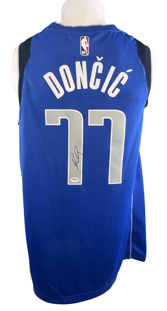 compare product Luka Doncic Autographed Dallas Mavericks Blue Nike Jersey