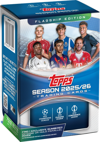 compare product 2025-26 Topps UEFA Club Competitions Soccer Blaster 40 Box Case