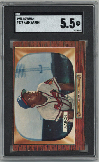 compare product 1955 Bowman #179 Hank Aaron SGC 5.5