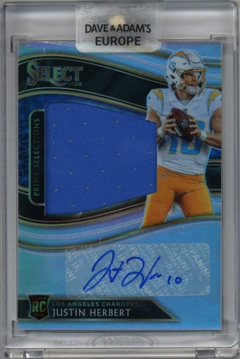 compare product 2020 Panini Select Justin Herbert Patch Auto Card #PSS-JHE 31/49