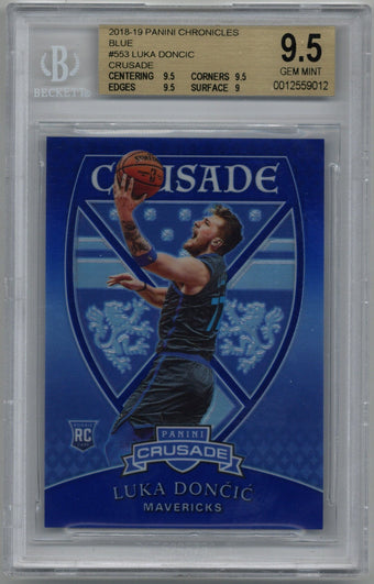 compare product 2018/19 Panini Chronicles Luka Doncic Crusade Blue 93/99 BGS 9.5