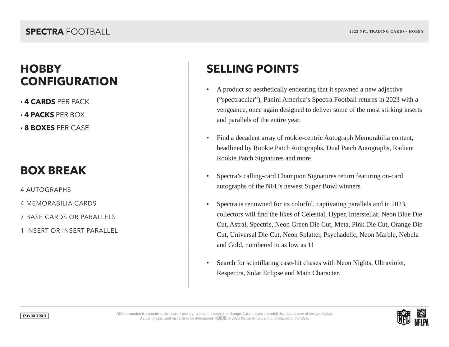 2023 Panini Spectra Football Hobby Pack
