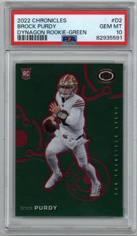 2022 Panini Chronicles Green Brock Purdy Card #D-2 22/49 PSA 10