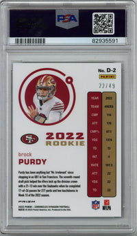 2022 Panini Chronicles Green Brock Purdy Card #D-2 22/49 PSA 10