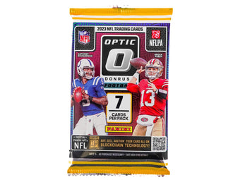 compare product 2023 Panini Donruss Optic Football Mega (Blue Hyper Parallels) Pack