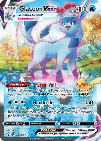 compare product Pokemon SWSH07: Evolving Skies 209/203 Glaceon VMAX (Alternate Art Secret) Near Mint