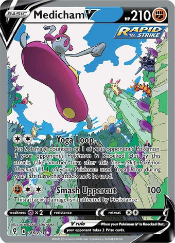 compare product Pokemon SWSH07: Evolving Skies 186/203 Medicham V (Alternate Full Art) Near Mint