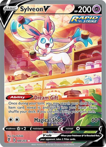 compare product Pokemon SWSH07: Evolving Skies 184/203 Sylveon V (Alternate Full Art) Near Mint