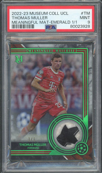 compare product 2022/23 Topps Museum Collection Thomas Muller Meaningful Matterial 1/1 PSA 9