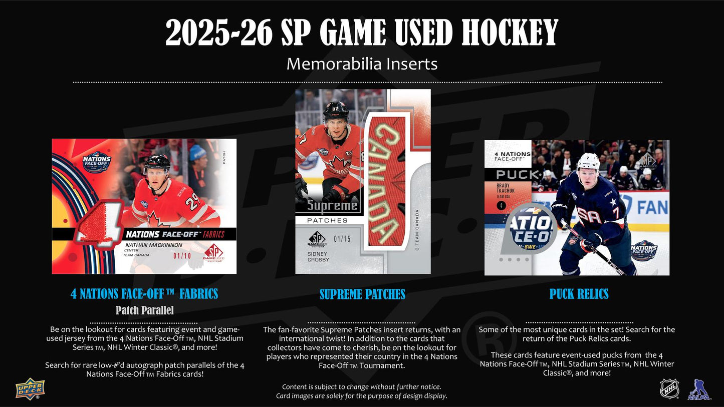2025/26 Upper Deck SP Game Used Hockey Hobby