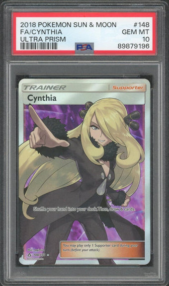 compare product Pokemon Sun & Moon Ultra Prism Cynthia #148 PSA 10
