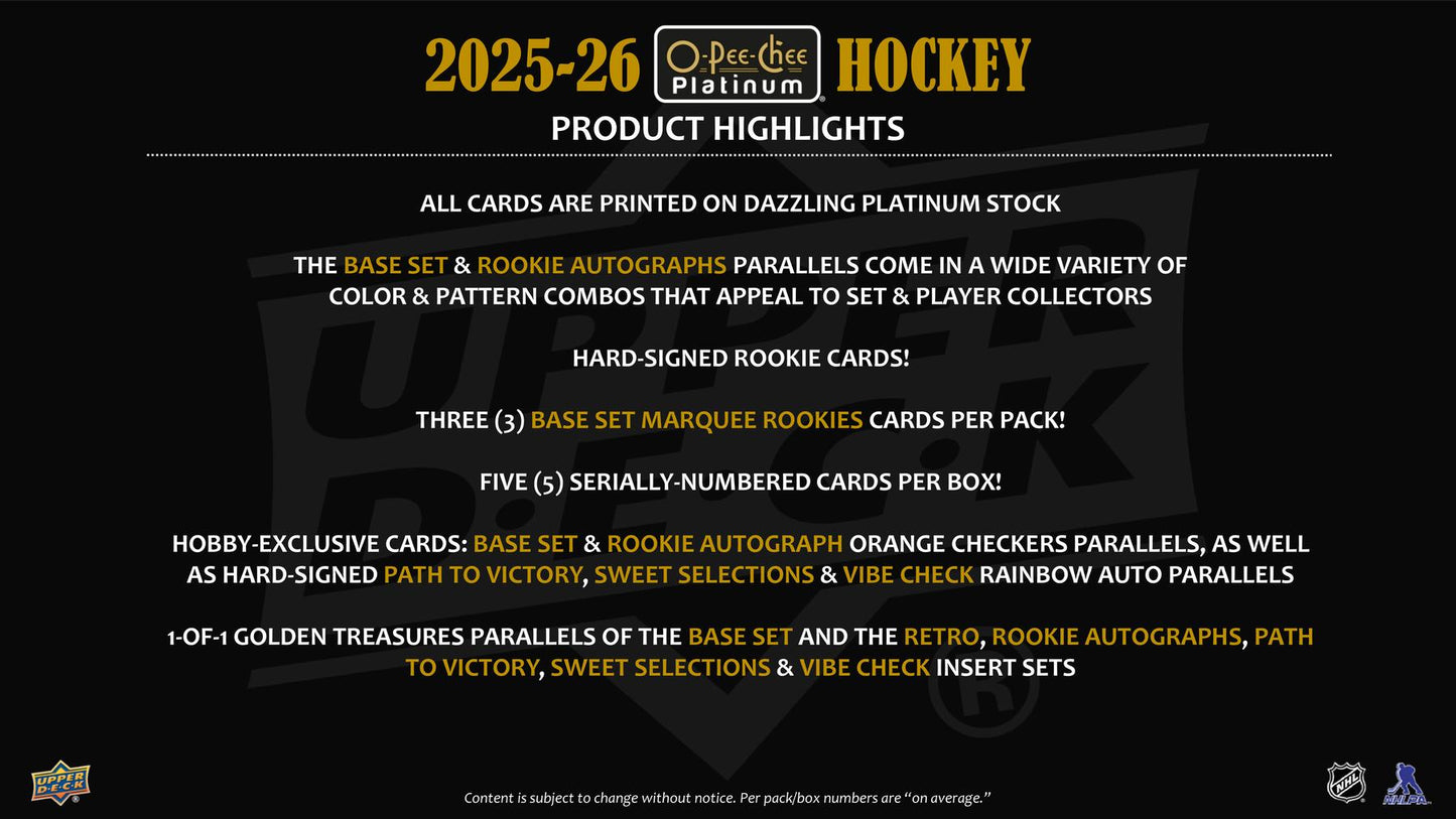 2025/26 Upper Deck O-Pee-Chee Platinum Hockey Hobby