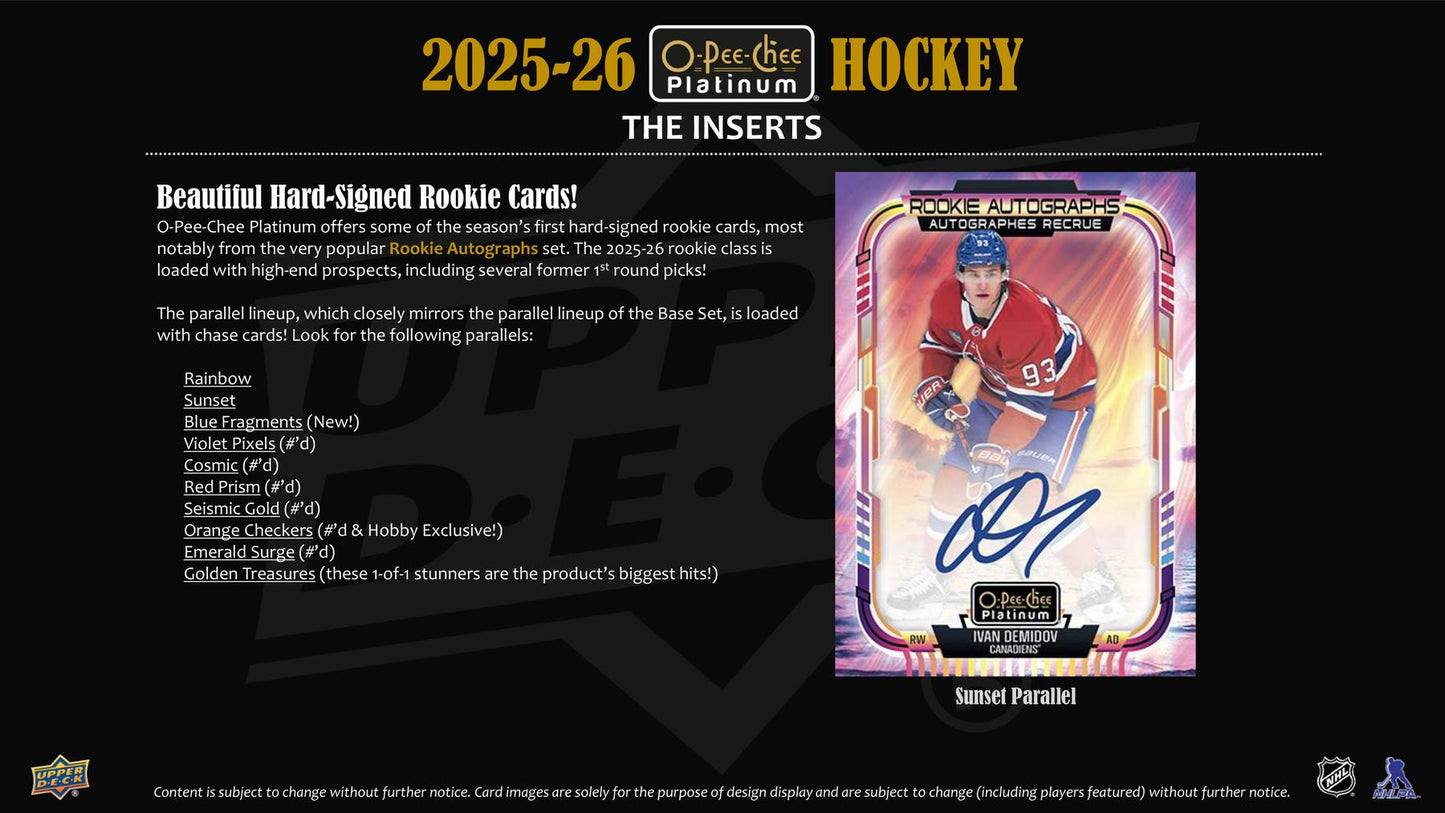 2025/26 Upper Deck O-Pee-Chee Platinum Hockey Hobby