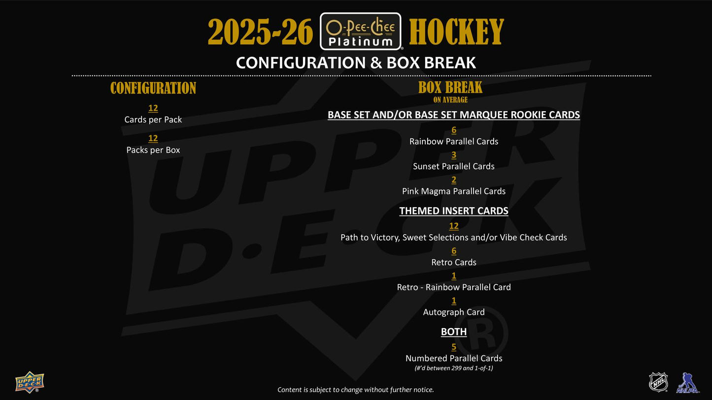 2025/26 Upper Deck O-Pee-Chee Platinum Hockey Hobby