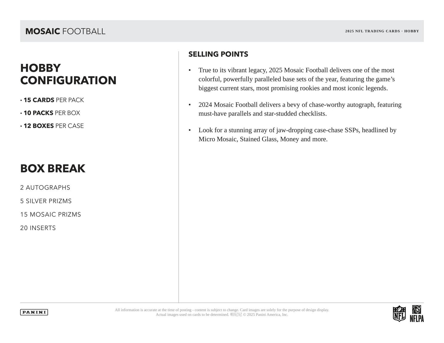 2025 Panini Mosaic Football Hobby