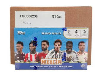 compare product 2024/25 Topps Chrome Merlin UEFA Club Competitions Soccer Hobby