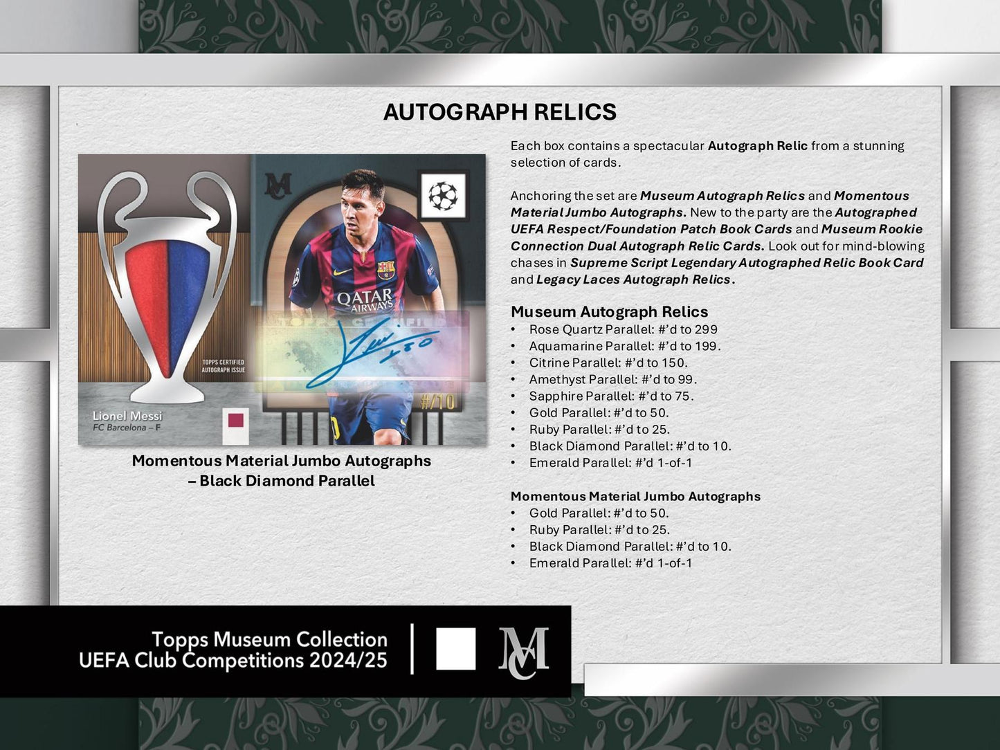 2024/25 Topps UEFA Club Competitions Museum Collection Soccer Hat-Trick